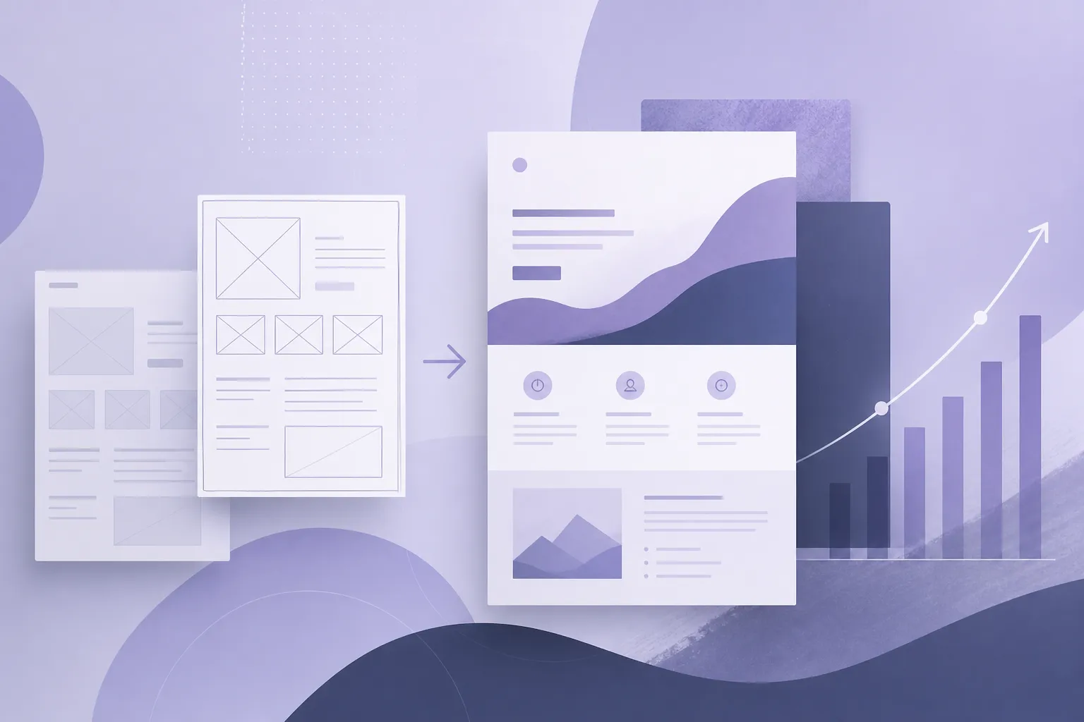 Abstract illustration of portfolio case studies and conversion