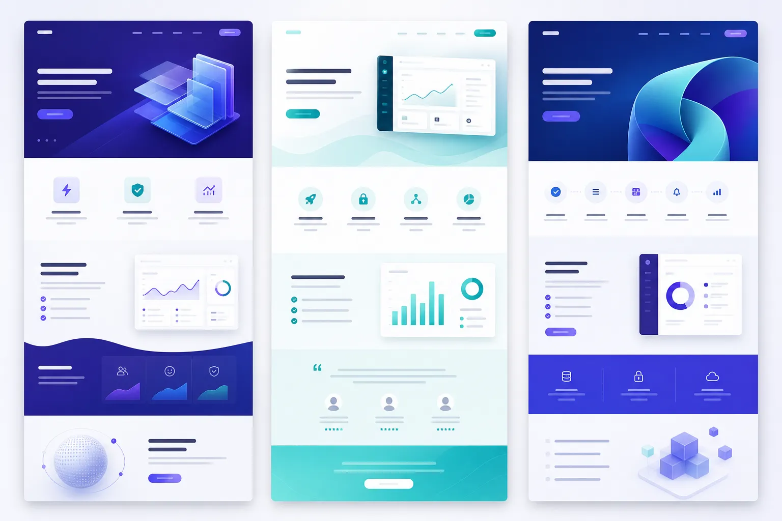 Abstract landing page mockup collection